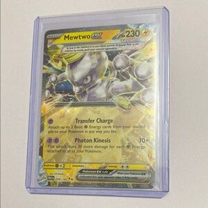 Pokemon Mewtwo EX Card - Yellow and Silver